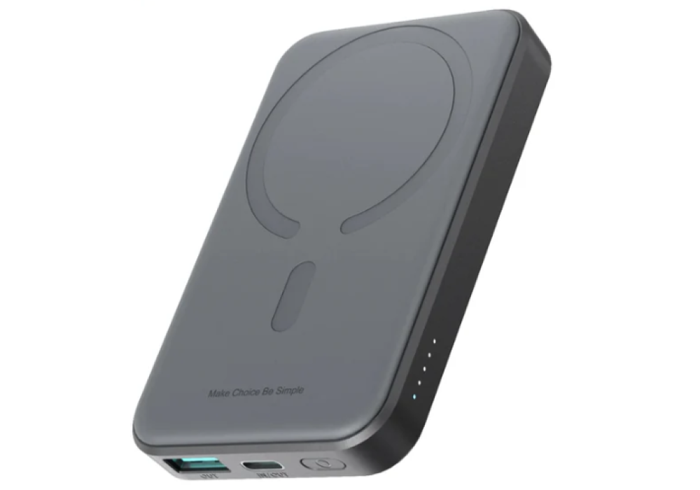 Joyroom JR-W020 20W Mini Magnetic Wireless Power Bank 5000mAh Multi Security Protection (With USB to Type-C 0.25m Cable) - Black