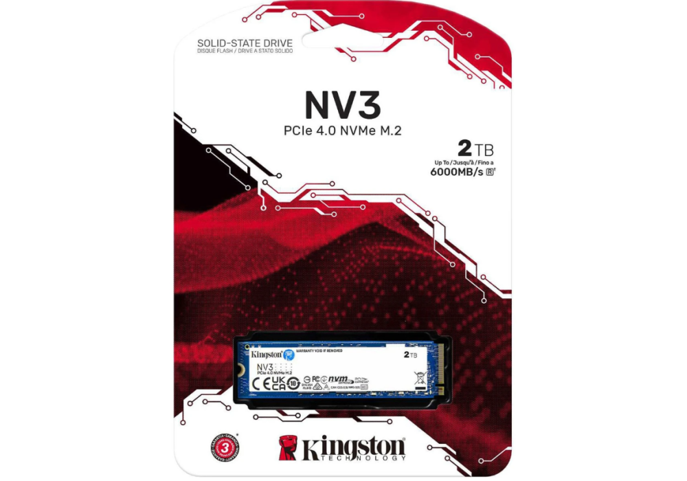 Kingston NV3 2TB M.2 2280 NVMe SSD | PCIe 4.0 Gen 4x4 | Up to 6000 MB/s