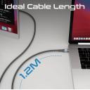 Promate USB-C™ to USB-C™ Cable, Fast-Charging 100W Power Delivery with Transparent Tips, LED, 480Mbps Data Sync, 120cm Nylon Braided Cord for Smartphones, Laptops