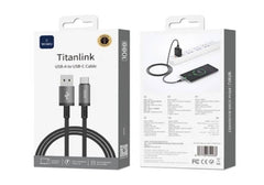 WiWU 1M Aluminum alloy Nylon braided TITAN LINK Series Charging Cable with USBA to Type C - Black