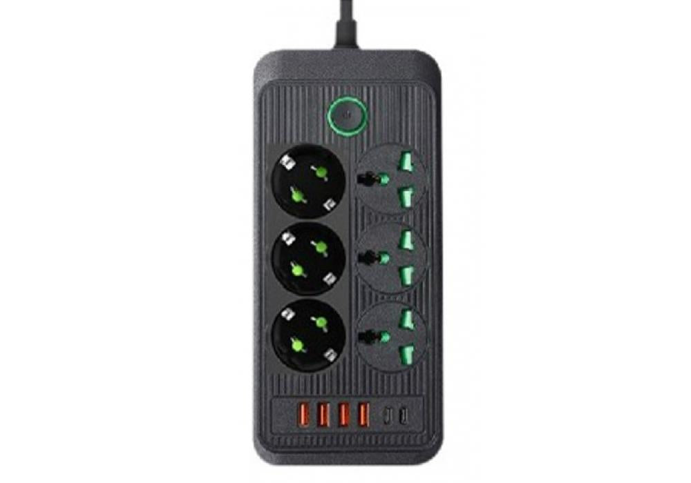 QVQ Power Socket 6PORT (3.Universal + 3 German) 4USB+2Type-C