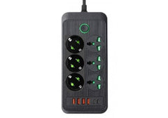 QVQ Power Socket 6PORT (3.Universal + 3 German) 4USB+2Type-C