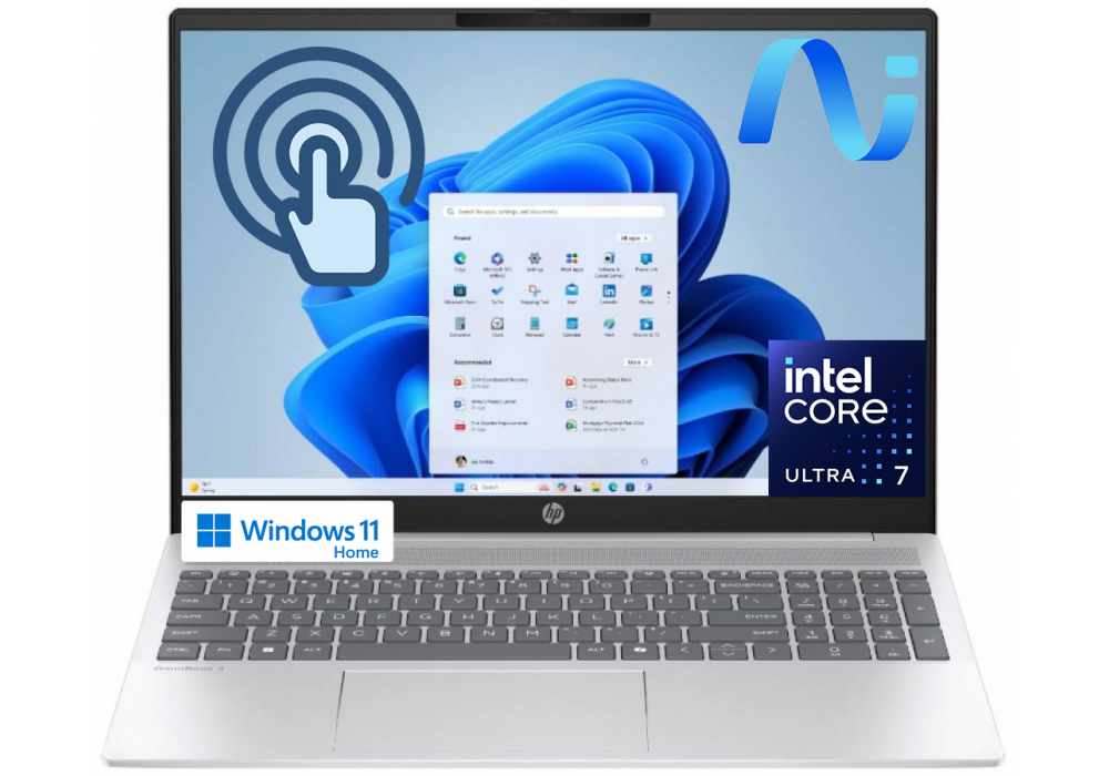 HP OmniBook 5 Laptop AI 16 Intel® Core™ Ultra 7 255U 5.2 GHz 16 GB LPDDR5x 512 GB M.2 16" 2K Touch - Windows 11 Home