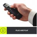 Logitech R700 Wireless Presentation Remote, 2.4 GHz with Nano USB-Receiver, Red Laser Pointer, Slideshow Buttons, 30-Meter Operating Range, LCD-Display for Time Tracking, 6 Buttons, for PC - Black