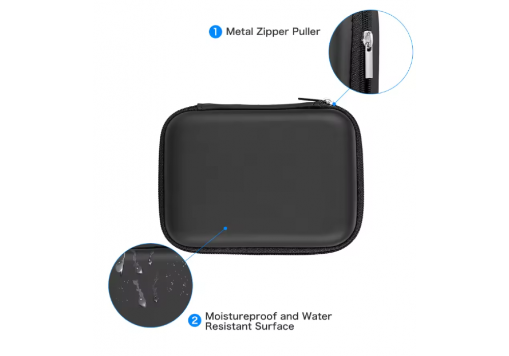Pouch 2.5" External Hard Drive Case Semi Hard Shell - Black