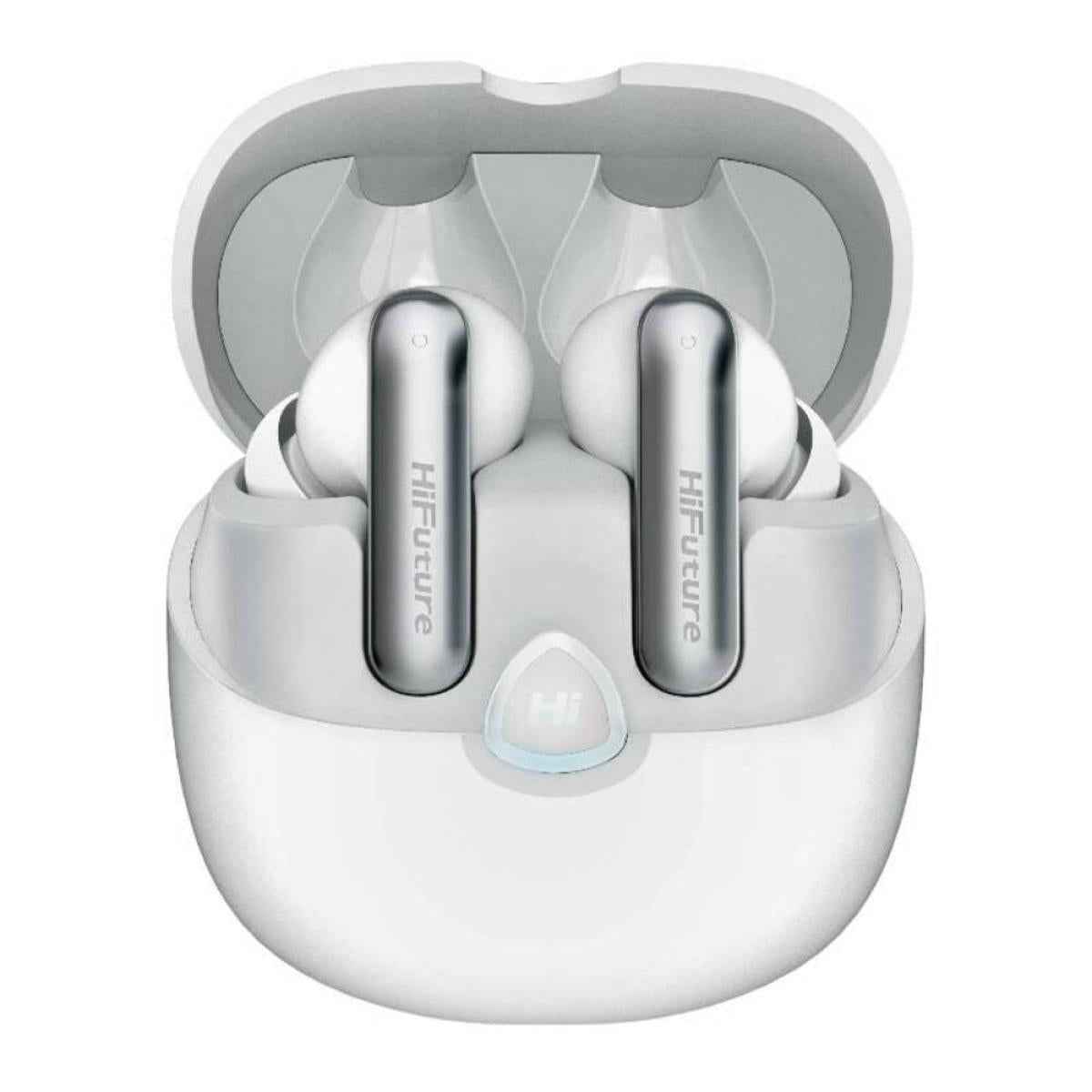 Hifuture Sonic Air Tws Earbuds, Enc For Calls, Bluetooth 5.3, 25 Hours Playtime, Ipx5 Sweatproof, Powerful Bass White