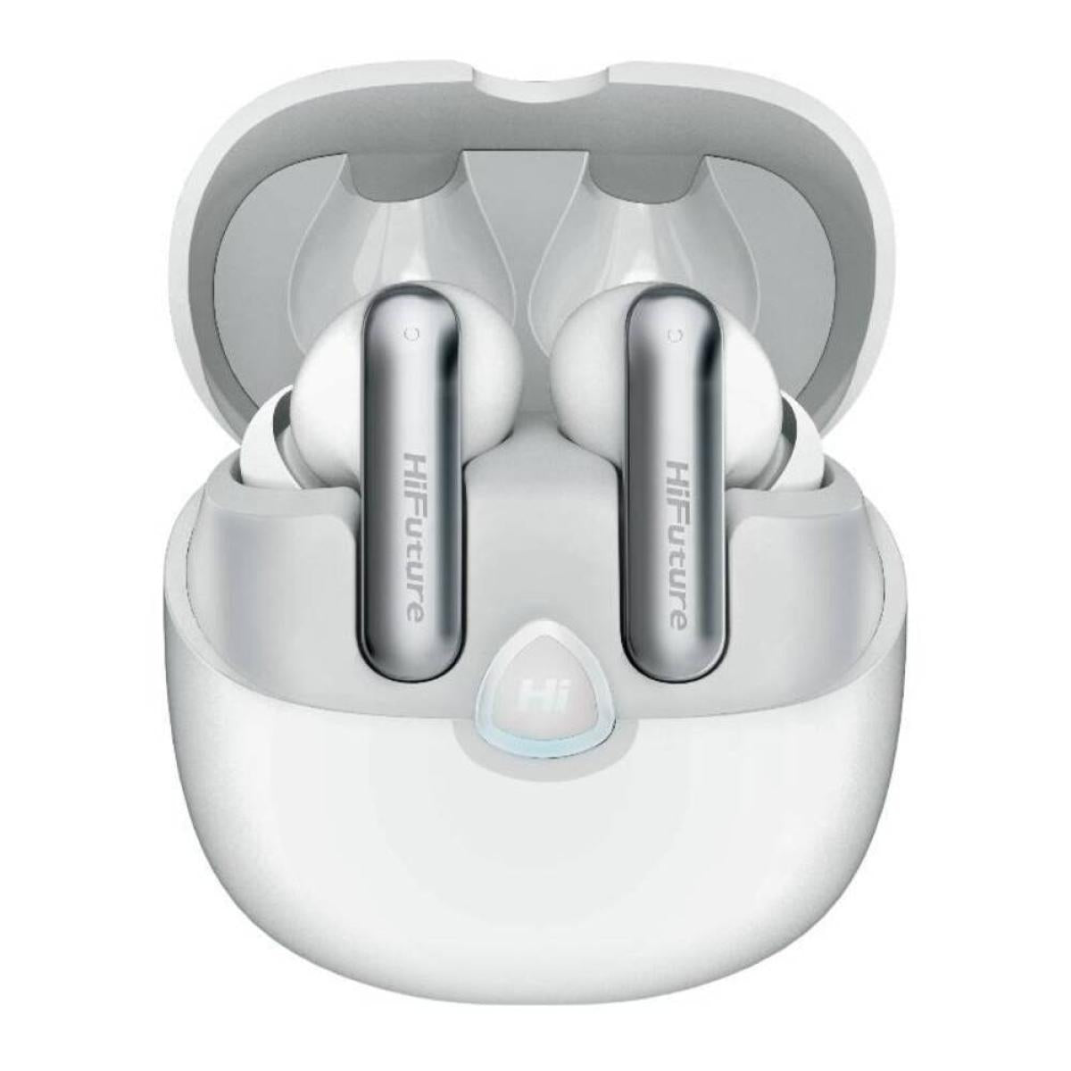 Hifuture Sonic Air Tws Earbuds, Enc For Calls, Bluetooth 5.3, 25 Hours Playtime, Ipx5 Sweatproof, Powerful Bass White