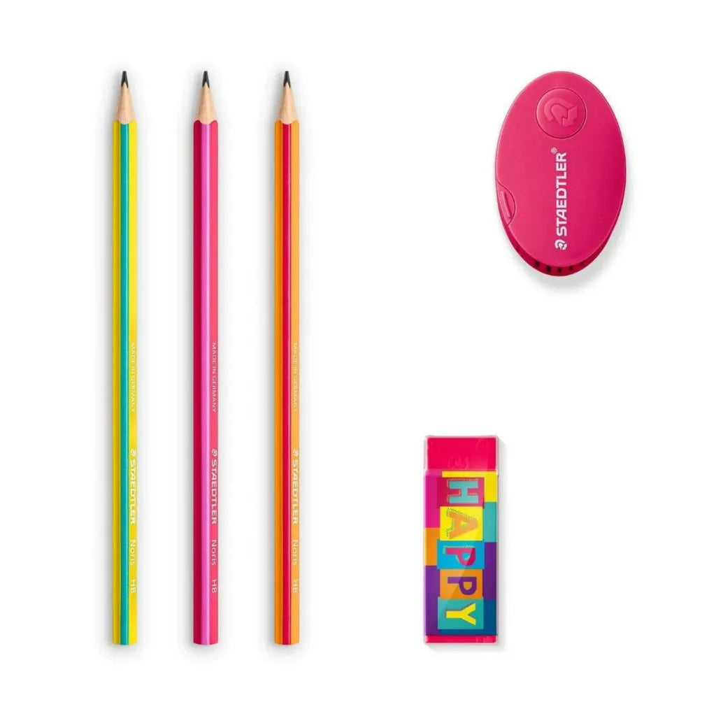 Staedtler Happy Set – 3 Pencils + Sharpener + Earaser