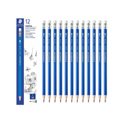 Staedtler Noris Pencil With Eraser, Pack of 12 , Blue