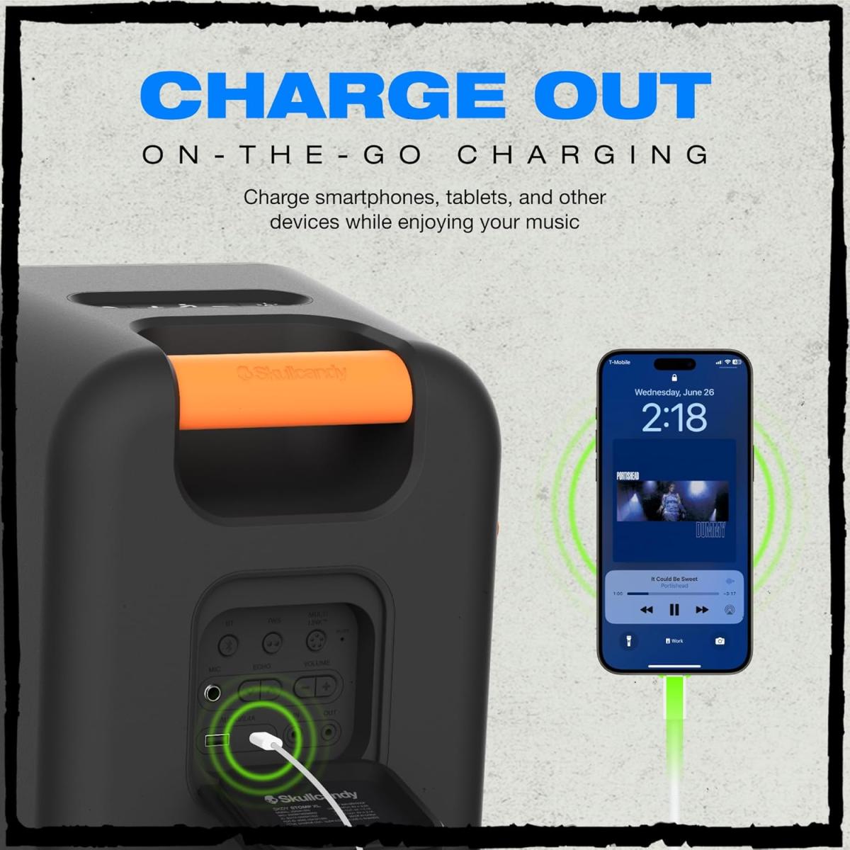 Skullcandy Stomp Xl Bluetooth Speaker - IPX5 Waterproof Wireless Portable Speaker