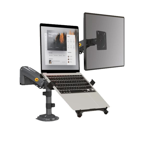 NORTH BAYOU H180 MONITOR STAND FOR 22-32-inch MONITORS WITH NORTH BAYOU FP-2 LAPTOP MOUNT