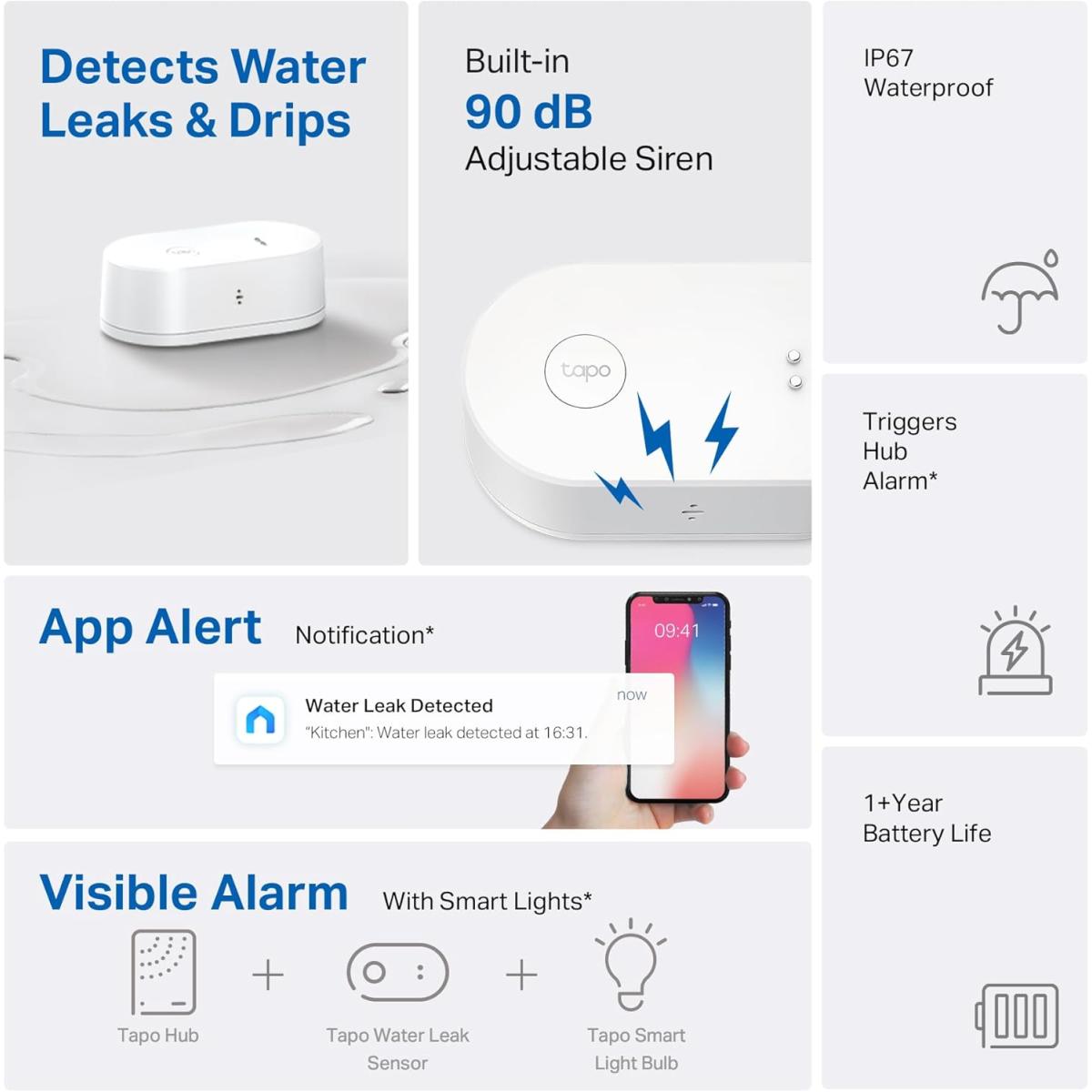 TP - Link Tapo T300 Smart Water Leak Detector, smart devices