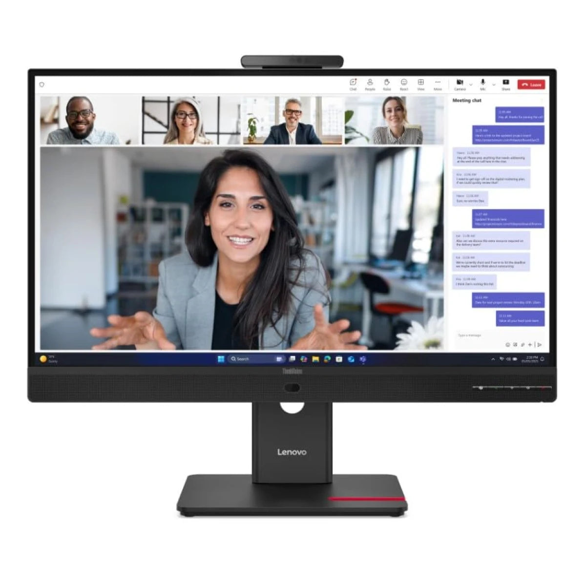 Lenovo ThinkVision T27QD-4v 27" IPS 2K 120Hz Conferencing Monitor Adjustable Stand Built In 5MP IR+RGB Webcam & Speakers & Mic w/ HDMI 2.1, DP, USB C & USB Hub