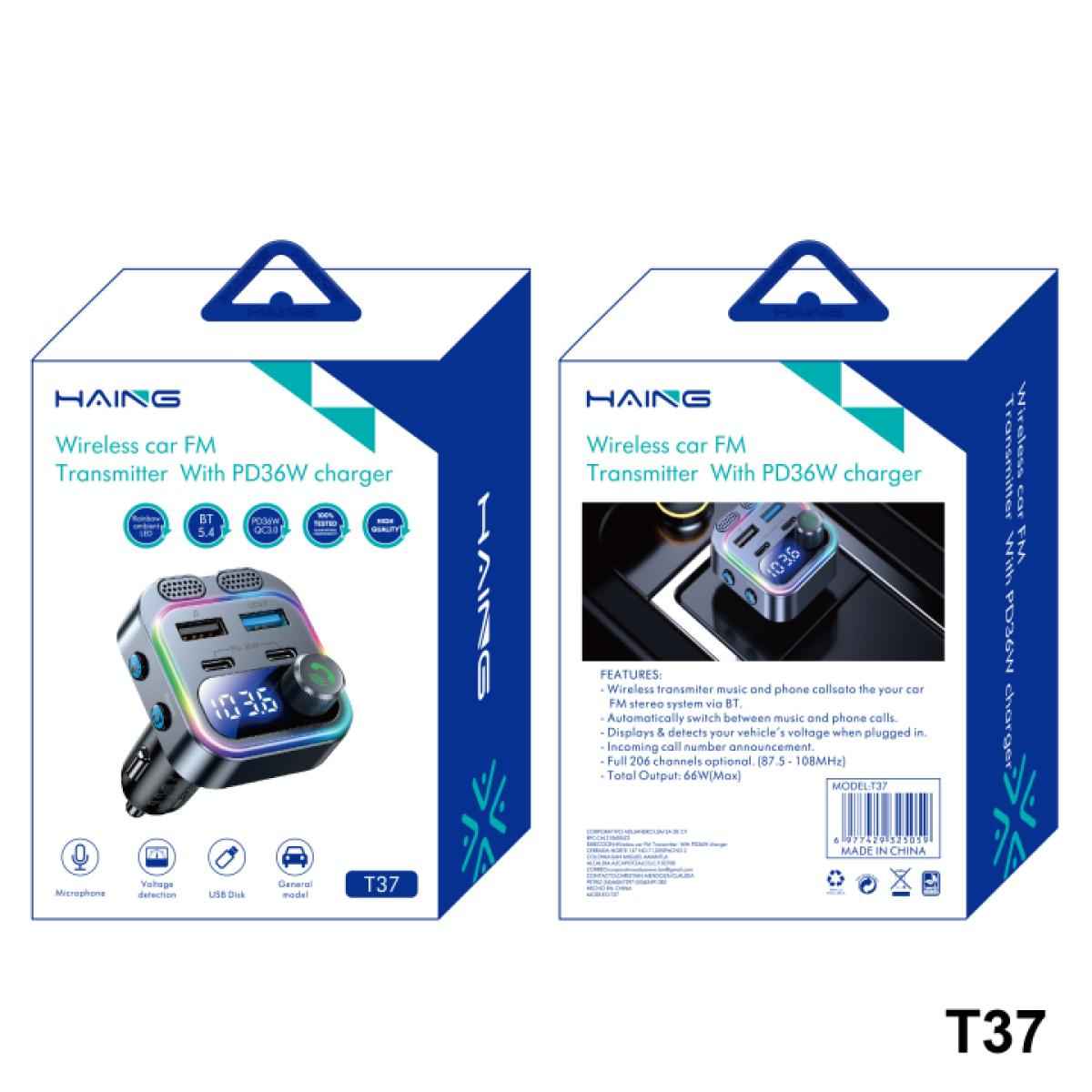HAING T37 Wireless car FM Transmitter With PD36W charger