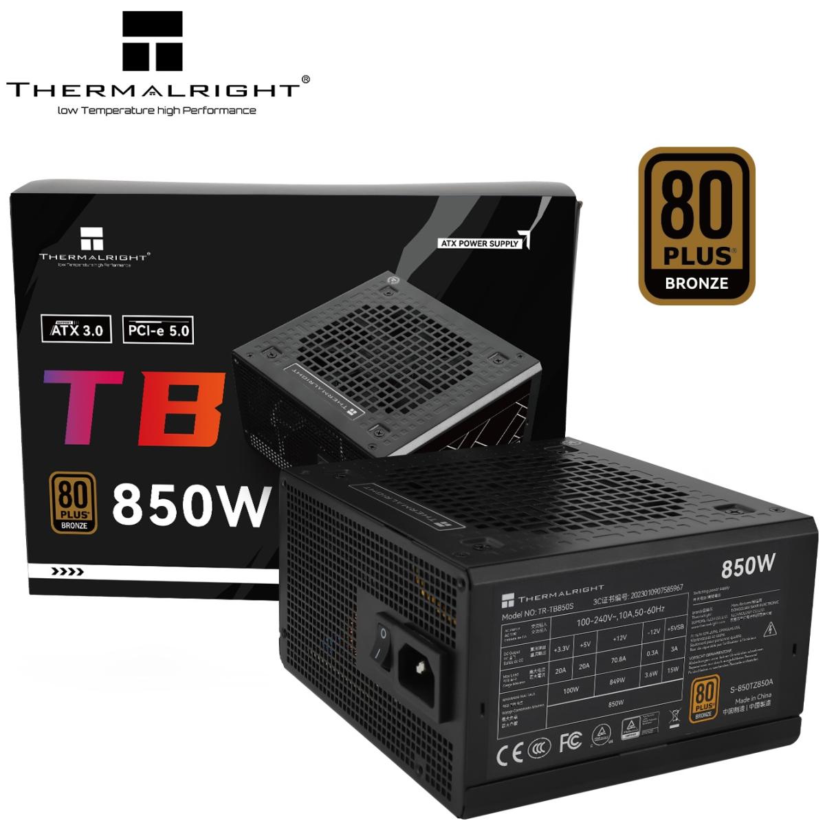 Thermalright (TB-850S) Bronze 850W (ATX 3.0) PCIE 5.0 (12VHPWR) 80 Plus Bronze, Smart Fan - Power Supply | TB-850S | - CompuMe