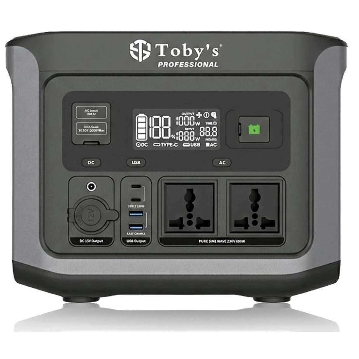 Toby’s TBS-144A Portable Power Station 600W, 144000mAh (460.8Wh) Lithium Battery, 220V AC Output 400W, DC 12-50V 200W Max, PD 100W - Black