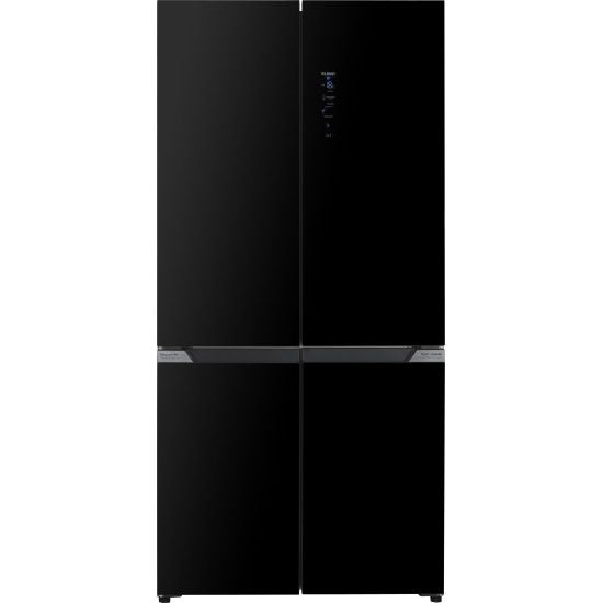 Schubert Side by Side Fridge A+, 467Lit, Black Glass - SCH-BLF4D