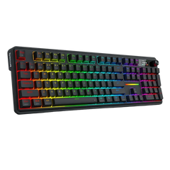 Redragon K762 PRO Wireless 104-Key Gasket Gaming Keyboard, Screen & Knob | Easy-Control LED Info Display, 0-Delay Tri-Mode, Cushioned 5-Layer Noise Dampening for Creamy Thocky Sound, Full-Size 104-Key