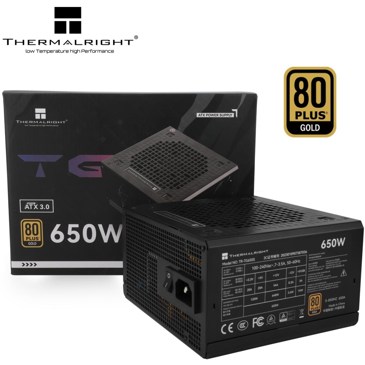 Thermalright (TG-650S) Gold 650W (ATX 3.0) 80 Plus Gold Non Modular, Smart Fan - Power Supply | TG-650S | - CompuMe