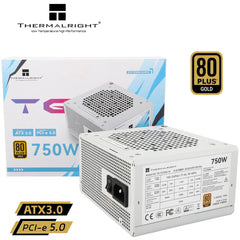 Thermalright (TG-750S-W) Gold 750W (ATX 3.0) PCIE 5.0 (12VHPWR) 80 Plus Gold Non Modular, Smart Fan - Power Supply (White) | TG-750S-W | - CompuMe
