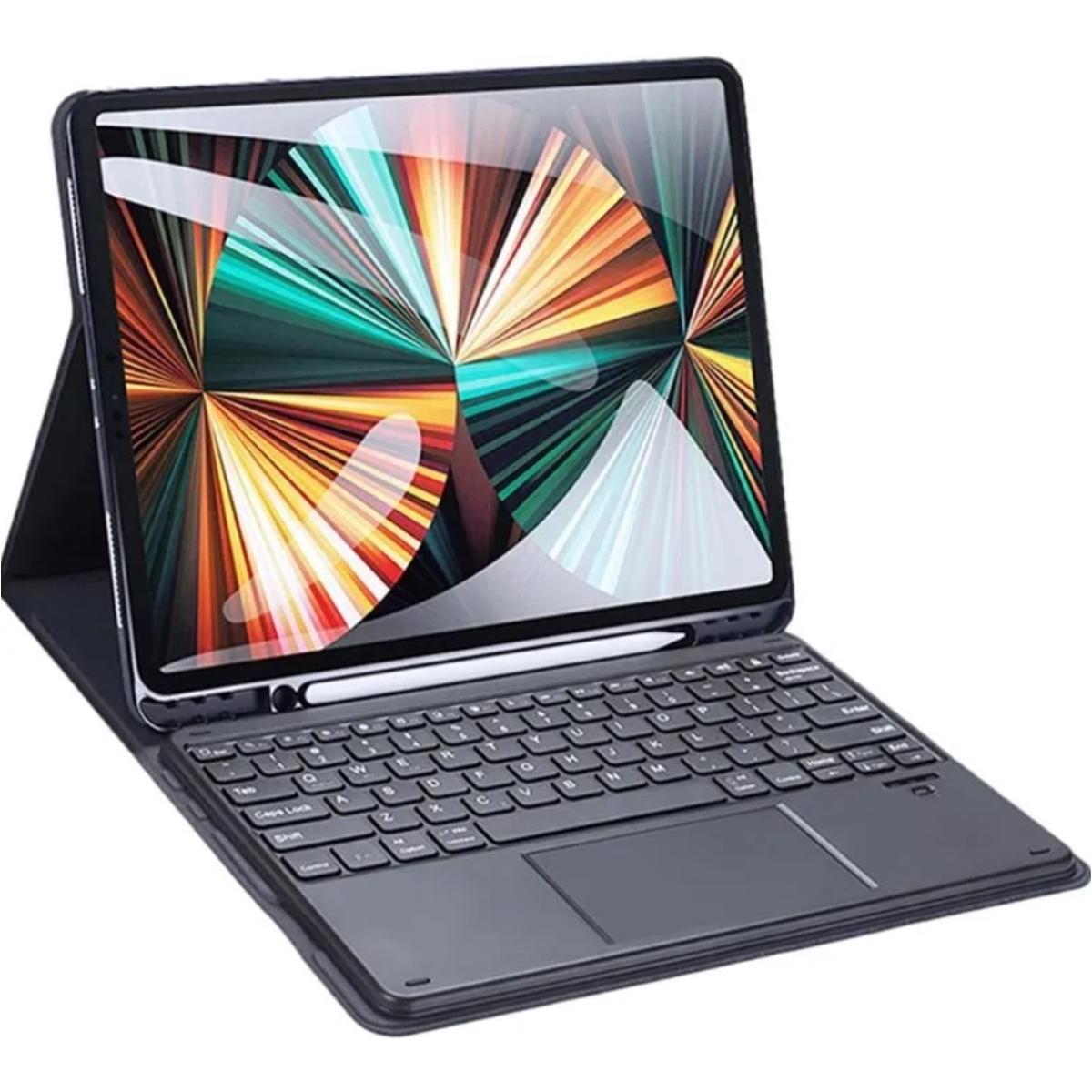 Dux Ducis Tk Series Bluetooth Keyboard Leather Case With Touchpad & Smart Sleep Funion For Ipad Pro 12.9" (2020/2021/2022) English Layout Black