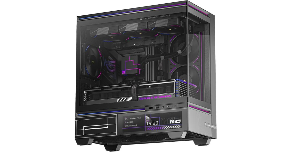 Thermalright TL-M10 VISION ARGB Stylish Panoramic View mATX Mid Tower Tempered Glass Gaming Case w/ 4 ARGB 120mm Fans & 9.16-inch LCD screen For PC Stats or Animations & Visuals