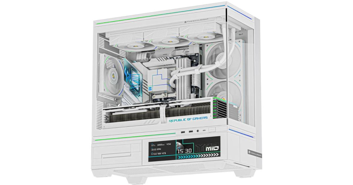 Thermalright TL-M10 VISION (White) ARGB Stylish Panoramic View mATX Mid Tower Tempered Glass Gaming Case w/ 4 ARGB 120mm Fans & 9.16-inch LCD screen For PC Stats or Animations & Visuals