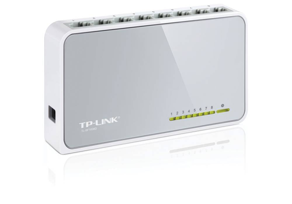 TP-LINK Desktop Switch 8-Port 10/100Mbps Fast Ethernet Switch Fanless Quiet , Desktop Design , Green Technology TL-SF1008D