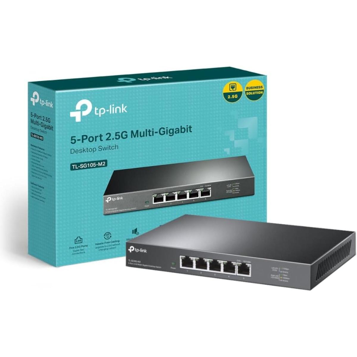 TP-Link TL-SG105 Unmanaged 5-Port 2.5G Multi-Gigabit Desktop Switch, 802.3X Flow Control, 802.1p/DSCP QoS, Ideal for Small and Home Office with fanless Design, Metal Casing, Plug and Play