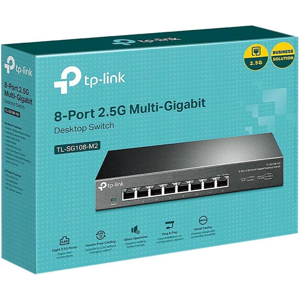 Tp Link Tl Sg108 M2 8 Port Multi Gigabit Unmanaged Network Switch, Ethernet Splitter, 2.5g Bandwidth, Plug & Play Desktop/wall Mount Fanless Metal Design