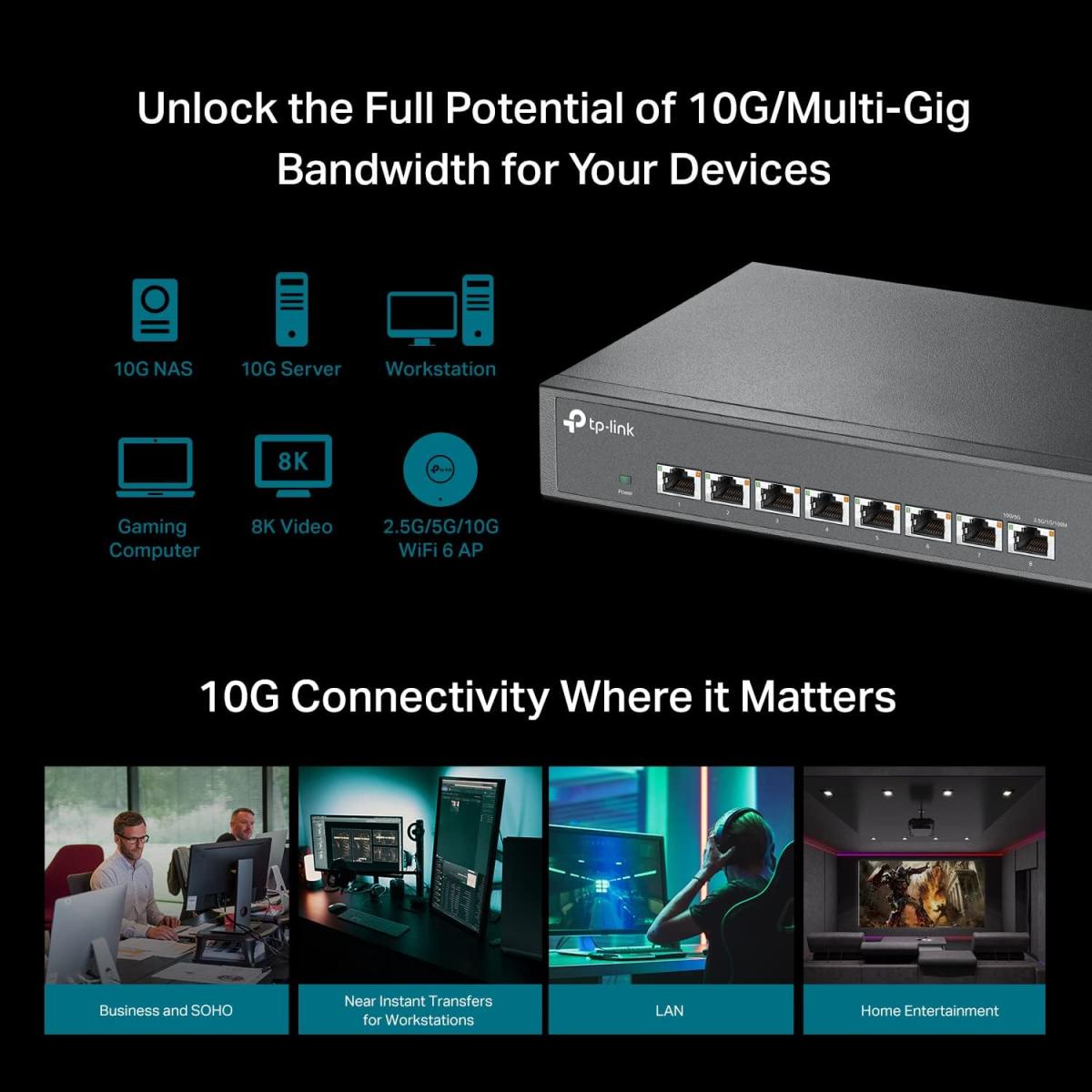 TP - Link TL-SX1008 Port 10G SX1008 wired network switch 10G/Multi Gig Unmanaged