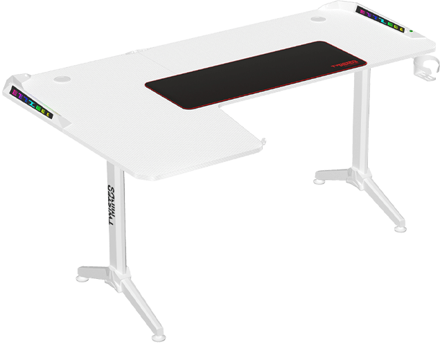 Twisted Minds Warrior TM-Y-LW-RGB L-Shaped Gaming Desk Table – RGB, 160 x 100 x 75 cm, Left, White
