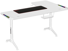 Twisted Minds Warrior TM-Y-LW-RGB L-Shaped Gaming Desk Table – RGB, 160 x 100 x 75 cm, Left, White