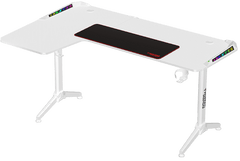 Twisted Minds Warrior TM-Y-LW-RGB L-Shaped Gaming Desk Table – RGB, 160 x 100 x 75 cm, Left, White