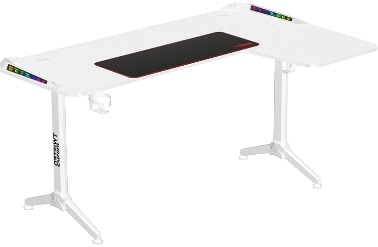 Twisted Minds Warrior TM-Y-RW-RGB L-Shaped Gaming Desk Table – RGB, 160 x 100 x 75 cm, Right, White
