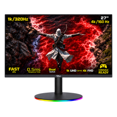 Twisted Minds TMDX27B 27" Dual Switch Fast IPS Gaming Monitor – 4K 160Hz / FHD 320Hz, 0.5ms, HDMI 2.1