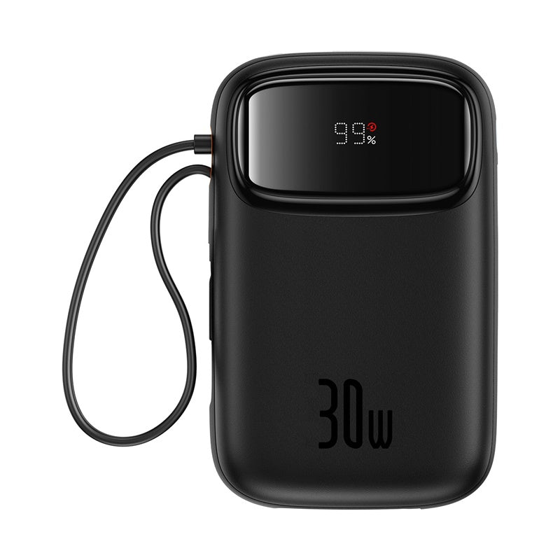 Baseus QPow 2 Digital Display Fast-Charging Power Bank with 2 Built-in Type-C Cable, Black - P10055008113-00