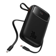 Baseus QPow 2 Digital Display Fast-Charging Power Bank with 2 Built-in Type-C Cable, Black - P10055008113-00