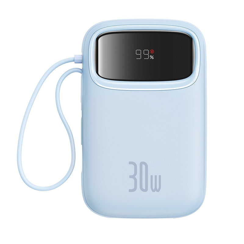 Baseus QPow 2 Digital Display Fast-Charging Power Bank with 2 Built-in Type-C Cable, Blue - P10055008313-00
