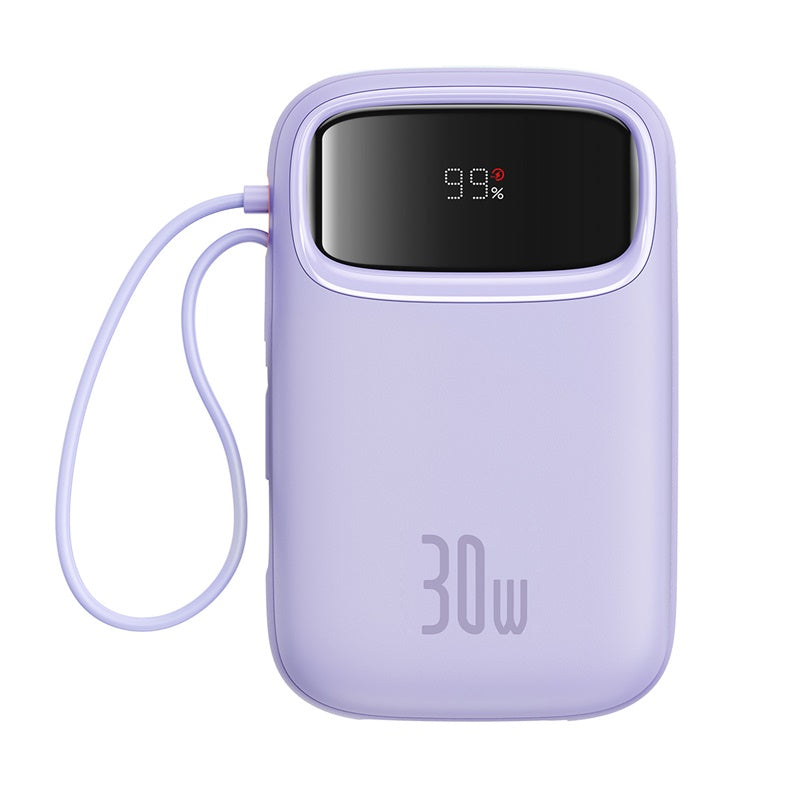 Baseus QPow 2 Digital Display Fast-Charging Power Bank with 2 Built-in Type-C Cable, Purple - P10055008513-00
