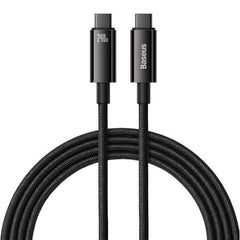 Baseus Tungsten Gold Fast Charging Data Cable Type-C to Type-C, 240Watts, 2Mm, Black - CAWJ040101