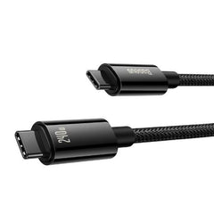 Baseus Tungsten Gold Fast Charging Data Cable Type-C to Type-C, 240Watts, 2Mm, Black - CAWJ040101