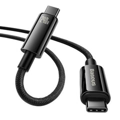 Baseus Tungsten Gold Fast Charging Data Cable Type-C to Type-C, 240Watts, 2Mm, Black - CAWJ040101