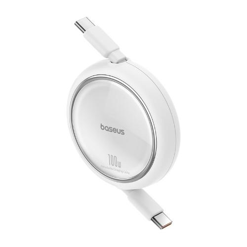 Baseus Free2Draw Mini Retractable Charging Cable Type-C to Type-C, 100Watts, 1Mm, Moon White - P10364500211-00