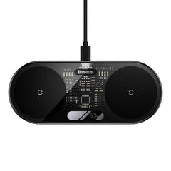 Baseus Digital LED Display 2in1 Wireless Charger, 20Watts, Black - WXSX010101