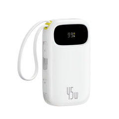 Baseus Energy Fill FC31 Digital Display Power Bank, 2Built in USB-C Cables, 10000Mah, Moon White - P10082102213-00