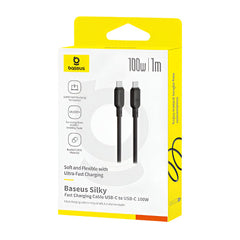 Baseus Silky Series Fast Charging Cable, Type-C to Type-C, 1Mm, 100Watts, Cluster Black - P10377704113-00