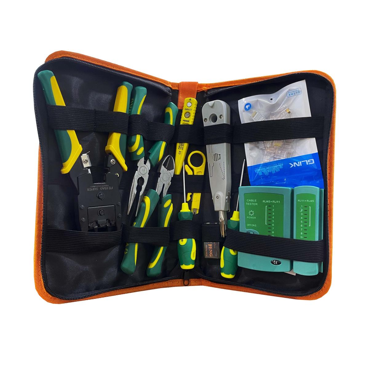 Feibao 0488 Multifunctional Network Cable Tester Tool Kit 11 Pcs