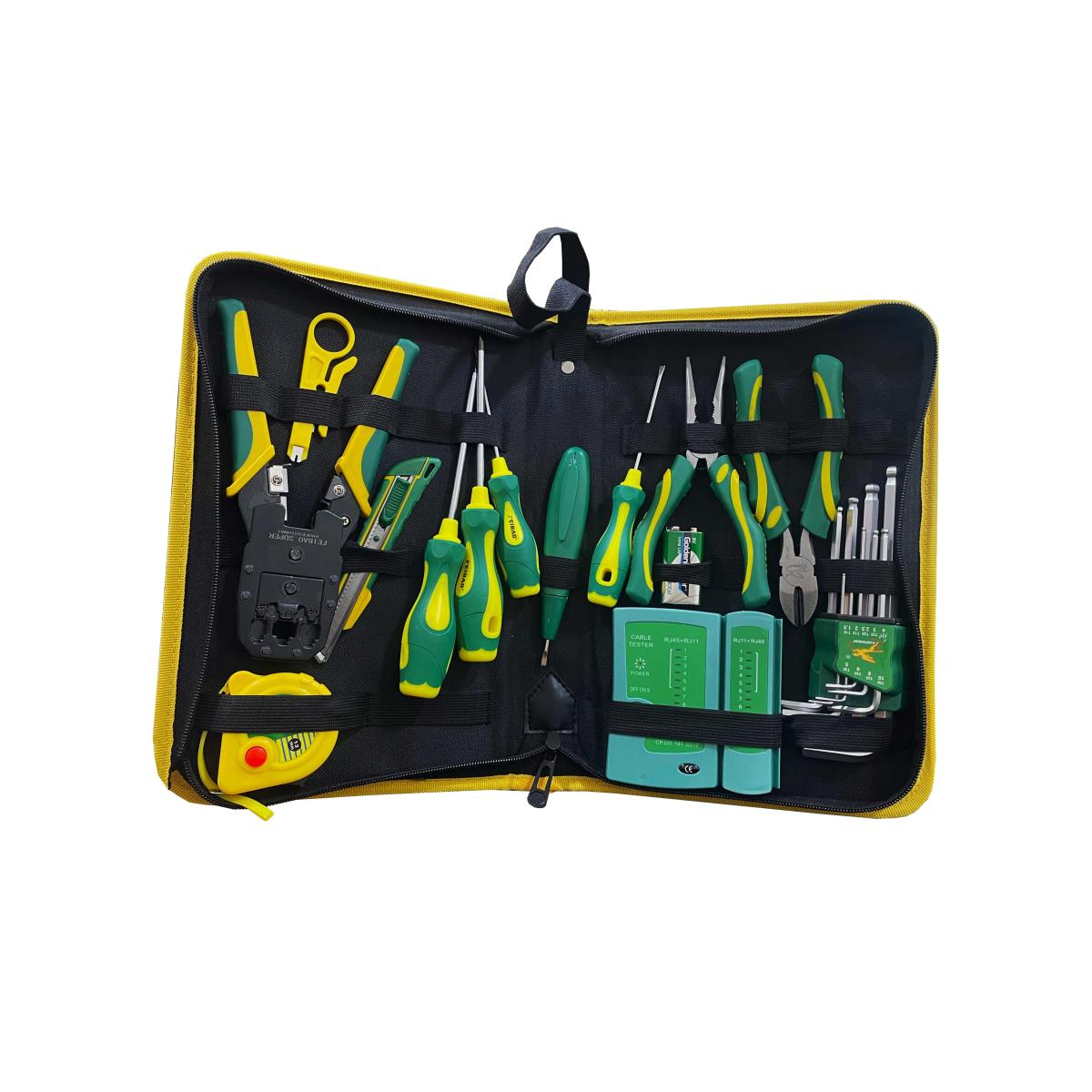 Feibao 0878 Mutlifunctional Network Cable Tester Tool Kit 15 Pcs