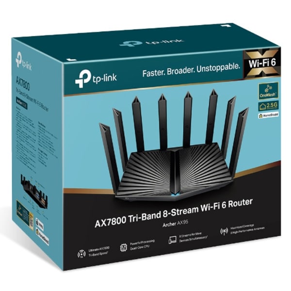 Tp Link Archer AX95 AX7800 Tri Band 8 Stream Wi Fi 6 Router